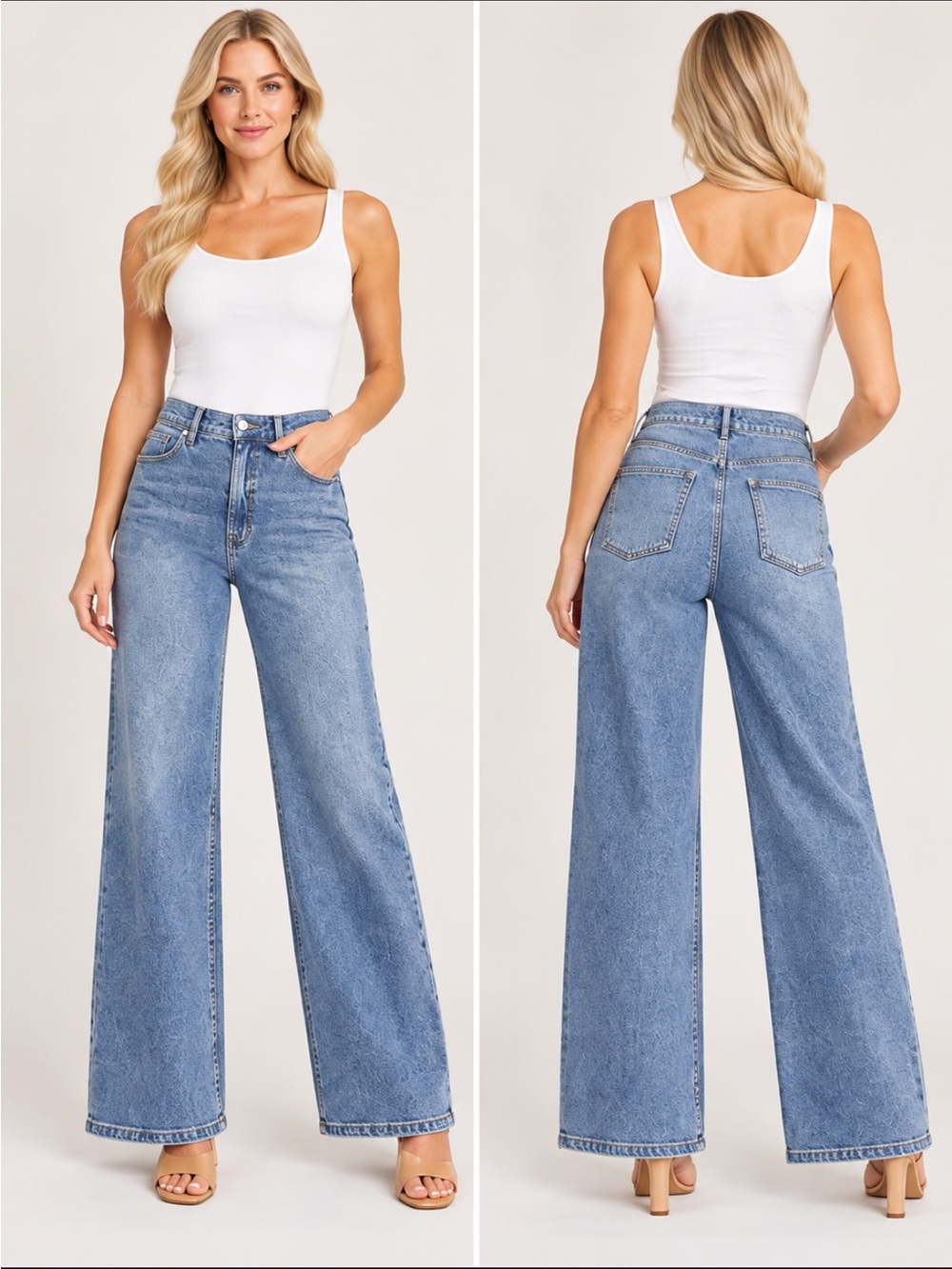 Nine West Wide Leg Jeans Woman, High-Rise Stretchy Jeans for Women, Mom Jeans